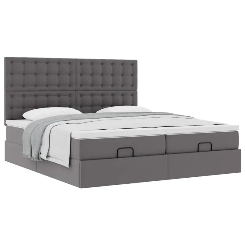 Grijs ottomaan bed met ruime opbergruimte en comfortabel matras - Bedden & bedframes