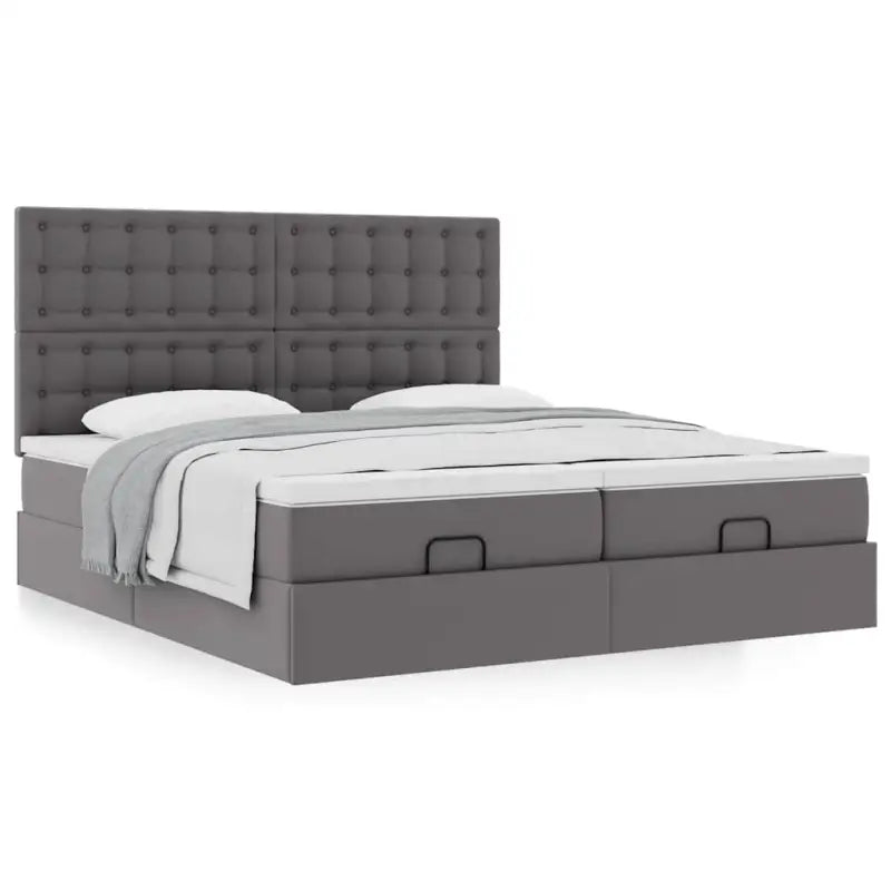 Grijs ottomaan bed met ruime opbergruimte en comfortabel matras - Bedden & bedframes
