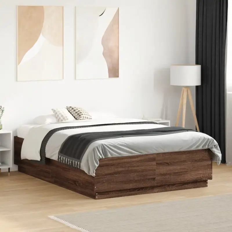 Grijs Sonoma bedframe van bewerkt hout voor een goede nachtrust - bruin eikenkleur / 120 x 190 cm - Bedden & bedframes