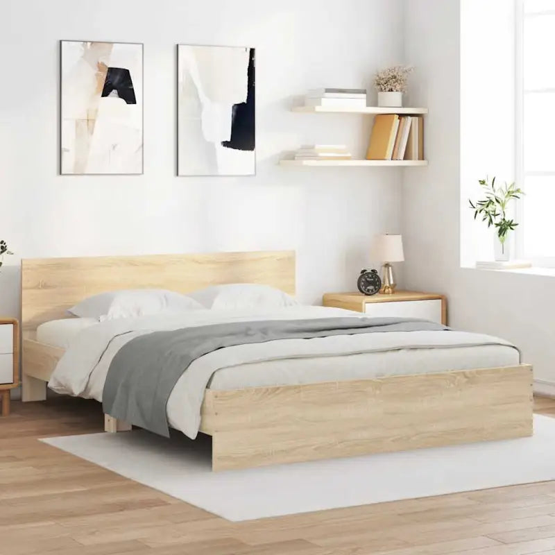 Grijs Sonoma bedframe voor een stabiele en stijlvolle slaapkamer - Sonoma eiken / 140 x 200 cm - Bedden & bedframes