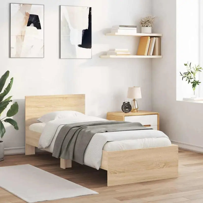 Grijs Sonoma bedframe voor een stabiele en stijlvolle slaapkamer - Sonoma eiken / 90 x 200 cm - Bedden & bedframes