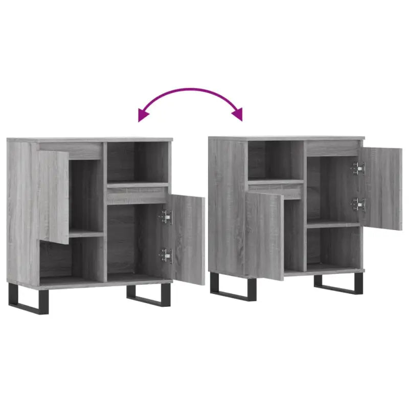 Grijs Sonoma dressoir met bewerkt hout en ijzeren poten - Dressoirs & buffetkasten