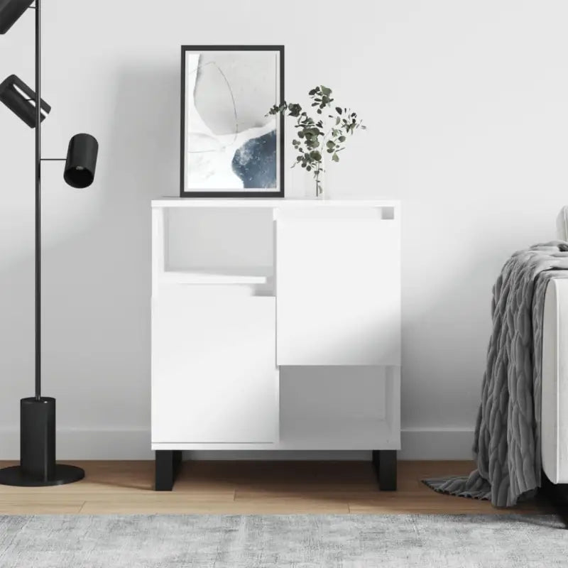 Grijs Sonoma dressoir met bewerkt hout en ijzeren poten - Wit / 1 - Dressoirs & buffetkasten