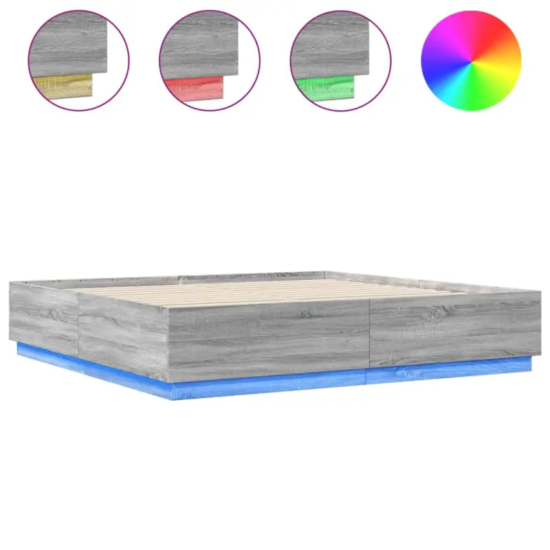 Grijs Sonoma Eiken Bedframe met RGB LED Verlichting - Bedden & bedframes