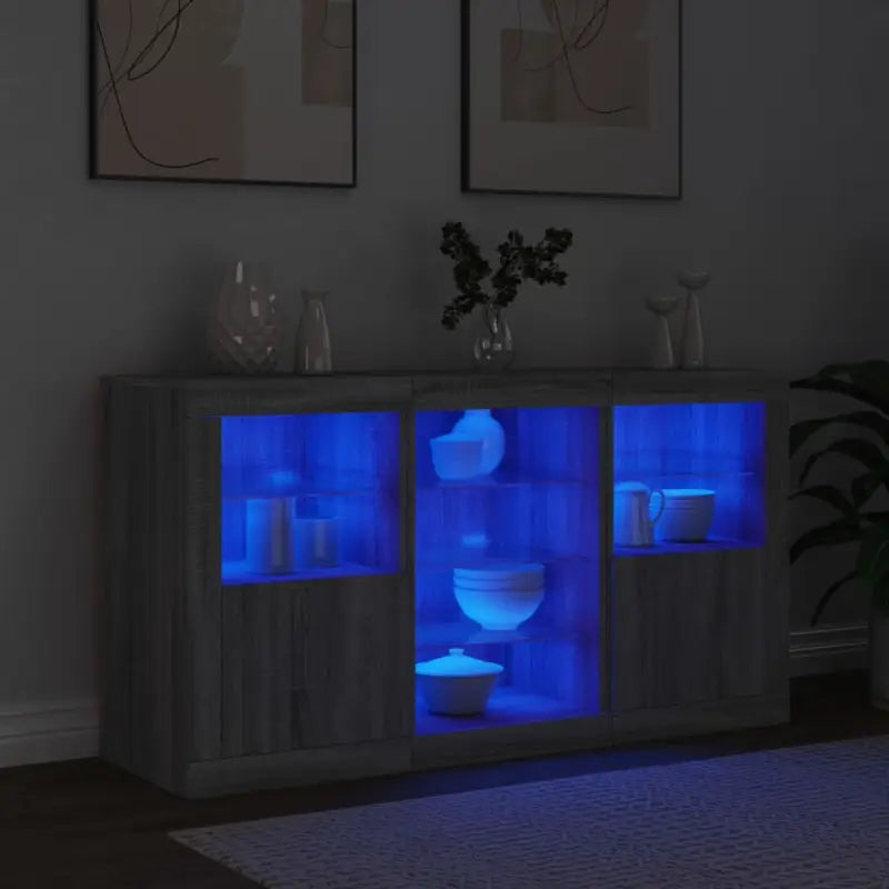 Grijs Sonoma Eiken Dressoir met RGB LED Verlichting voor Moderne Huiskamers - Dressoirs & buffetkasten