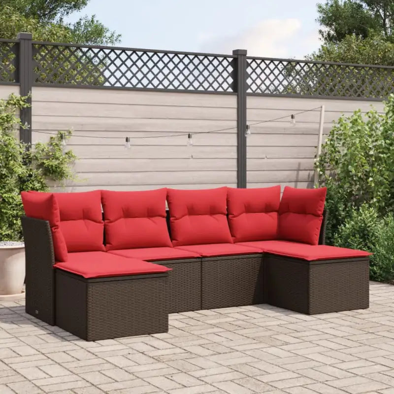 Grijze loungeset met gepoedercoat staal en waterdichte tas voor tuin - Bruin en rood / Zonder tafel - Tuinsets