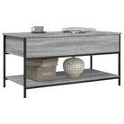 Grijze Salontafel met bewerkt hout en verstelbare poten - Salontafels