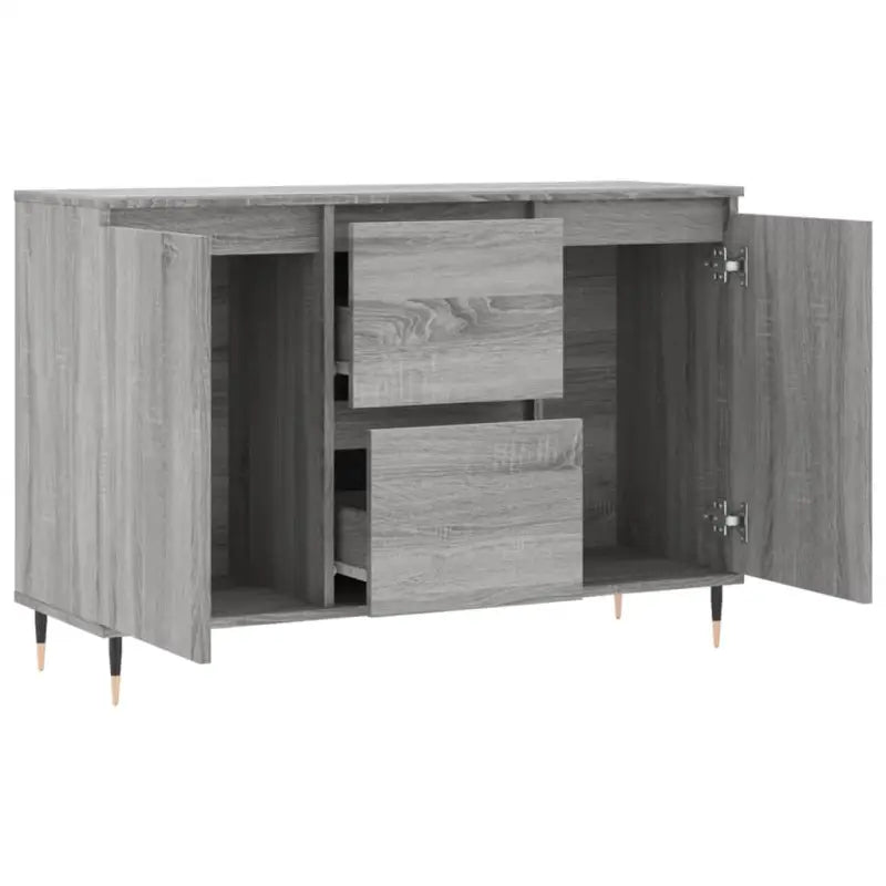 Grijze Sonoma dressoir met bewerkt hout en ijzeren poten - Dressoirs & buffetkasten