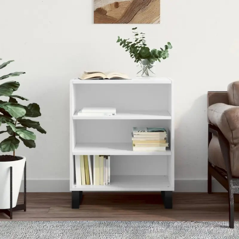 Grijze Sonoma dressoir met bewerkt hout en ijzeren Poten - Hoogglans wit / 1 - Dressoirs & buffetkasten