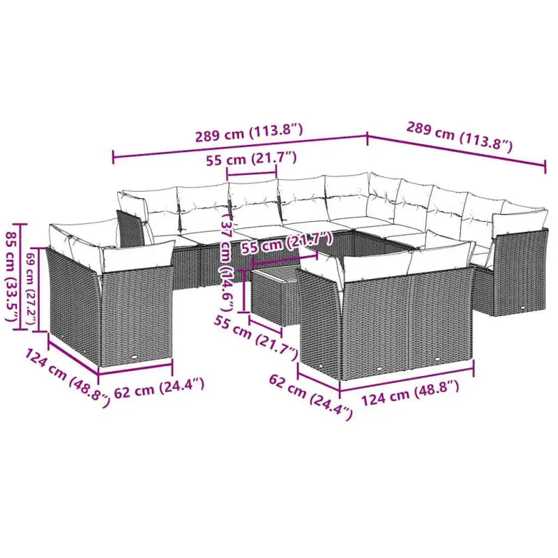 Grijze tuin loungeset met waterdichte tas en gepoedercoat staal - Grijs - Tuinsets