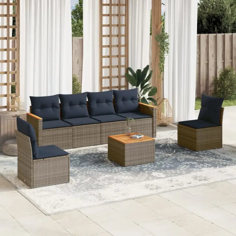 Grijze tuin loungeset met waterdichte tas en gepoedercoat staal - Grijs en blauw / Met tafel - Tuinsets