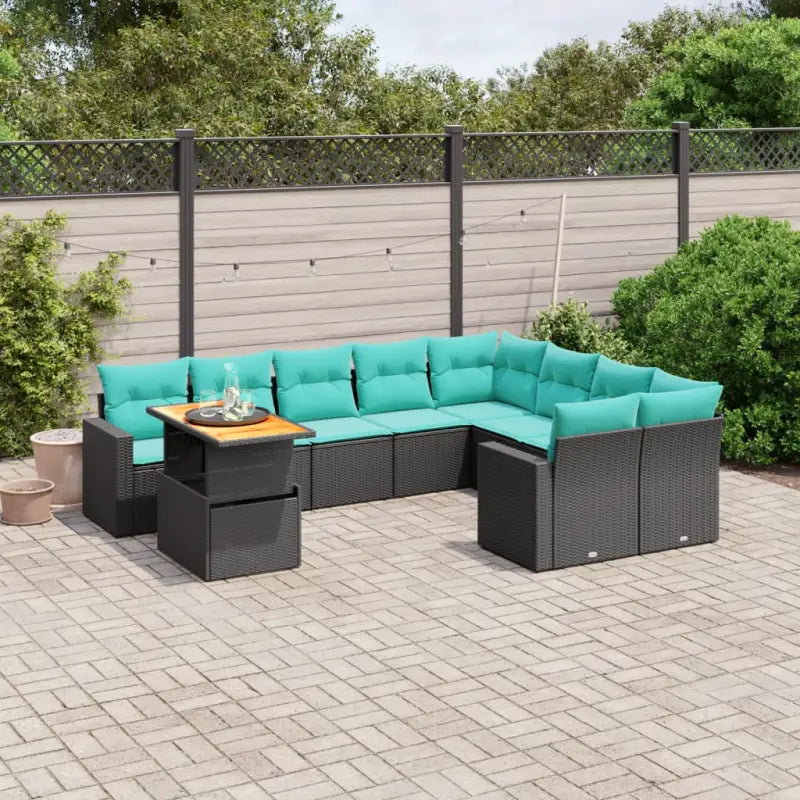 Grijze tuinstoelenset met gepoedercoat staal voor comfortabel buitenplezier - Zwart en blauw / Tafel + 2x hoek + 5x