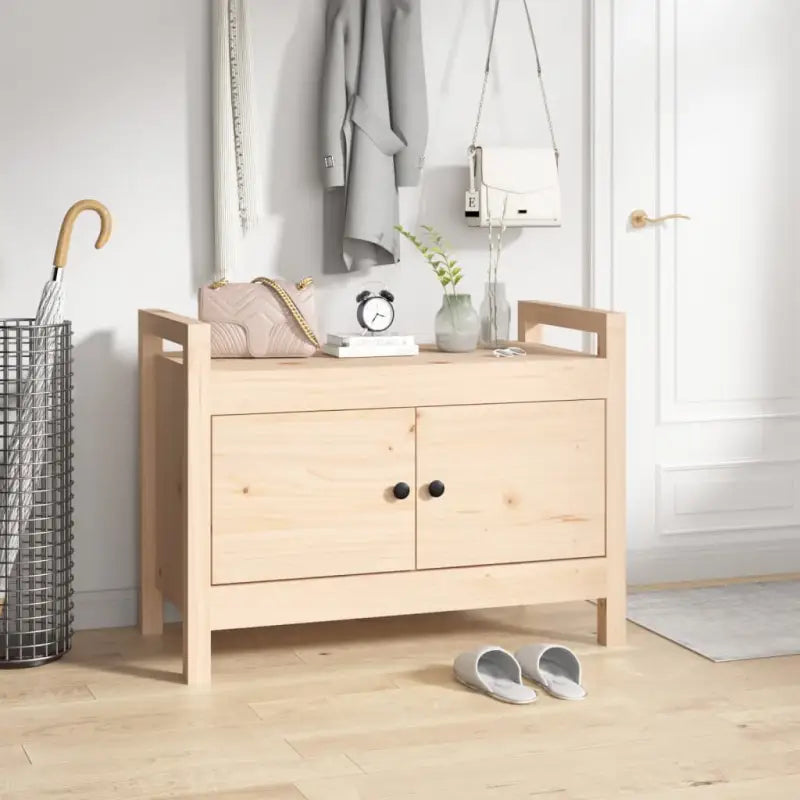 Halbankje van massief grenenhout voor een warme entree - Naturel / 80 x 40 x 60 cm - Opberg- & halbankjes