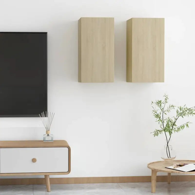 Hangende Tv-meubel van bewerkt hout voor een trendy woonkamer sfeer - Sonoma eiken / 2 / 60 cm - Tv-meubels
