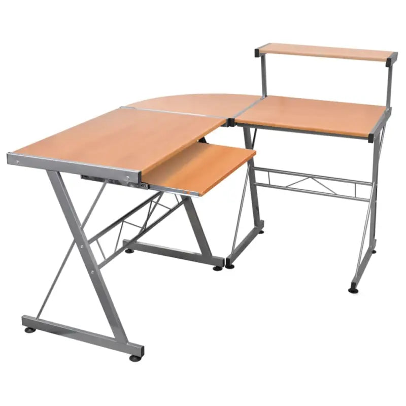 Hoekbureau van bewerkt hout met stevige afmetingen voor thuiskantoor - Bruin / 132 x 112 x 99 cm - Bureaus