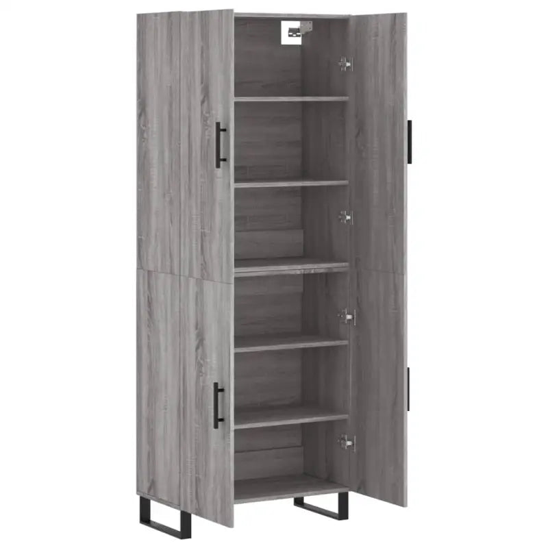 Hoge kast grijs sonoma van bewerkt hout met unieke charme - Dressoirs & buffetkasten