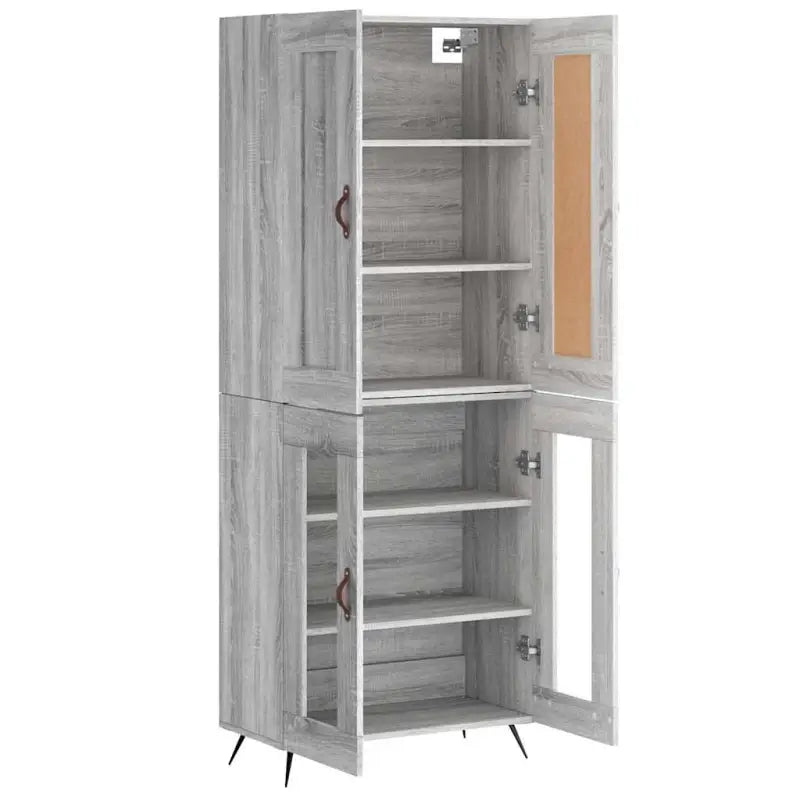 Hoge kast in grijs sonoma met ijzeren poten voor een trendy interieur - Dressoirs & buffetkasten