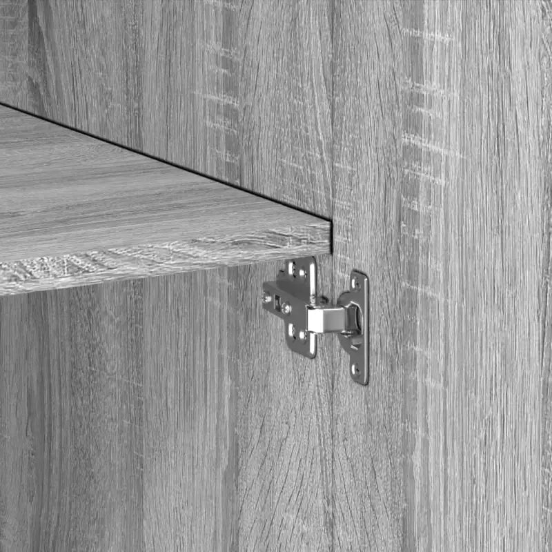 Hoge kast in grijs sonoma van bewerkt hout met elegante uitstraling - Dressoirs & buffetkasten