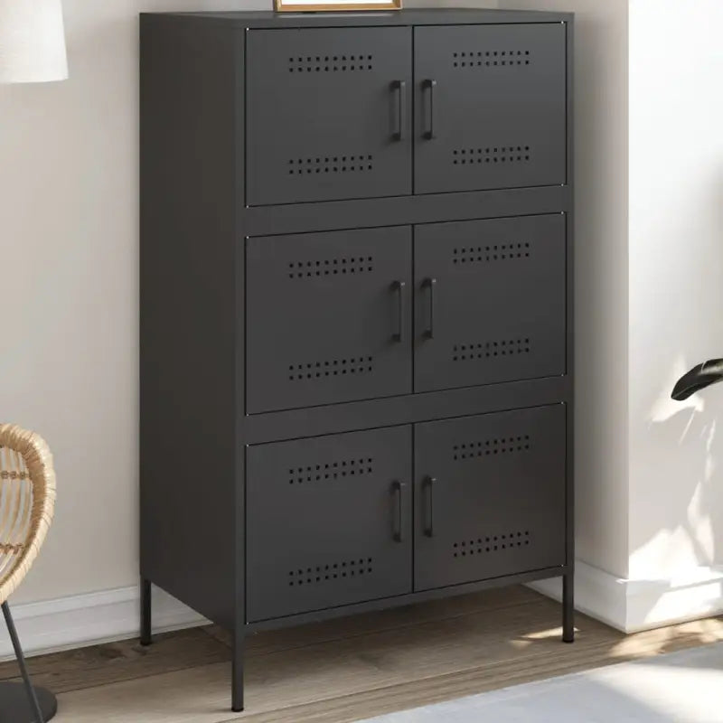 Hoge kast met industriële stijl voor woonkamer of slaapkamer - Zwart / 1 - Dressoirs & buffetkasten