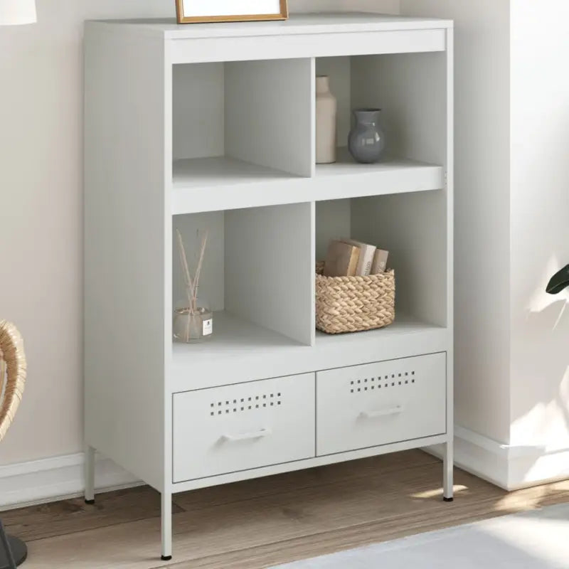 Hoge kast met koudgewalst staal en verstelbare schroefpoten - Wit / 1 - Dressoirs & buffetkasten