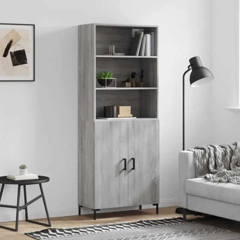 Hoge kast van bewerkt hout met duurzame charme en unieke stijl - Grijs sonoma / 1 / 2 deuren - Dressoirs & buffetkasten