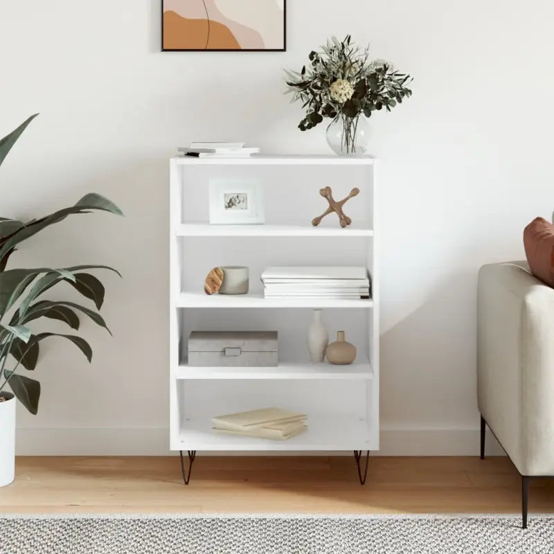 Hoge kast van bewerkt hout met duurzame en karaktervolle uitstraling - Wit / 1 - Dressoirs & buffetkasten