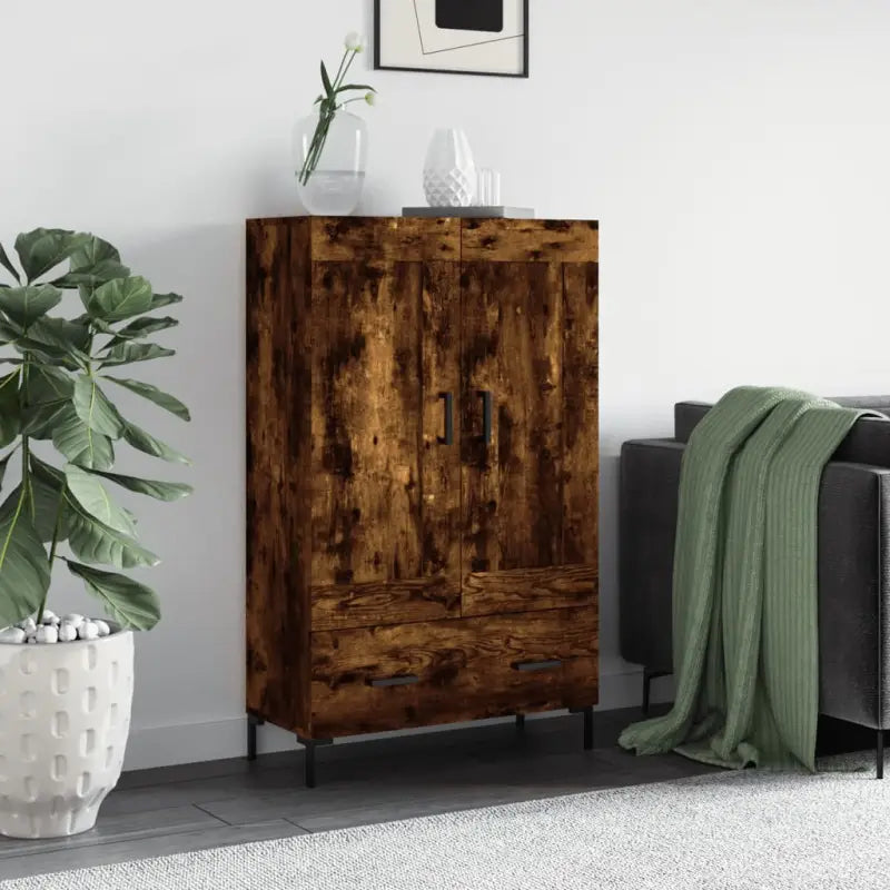Hoge kast van bewerkt hout met duurzame en unieke charme - Gerookt eiken / 1 - Dressoirs & buffetkasten