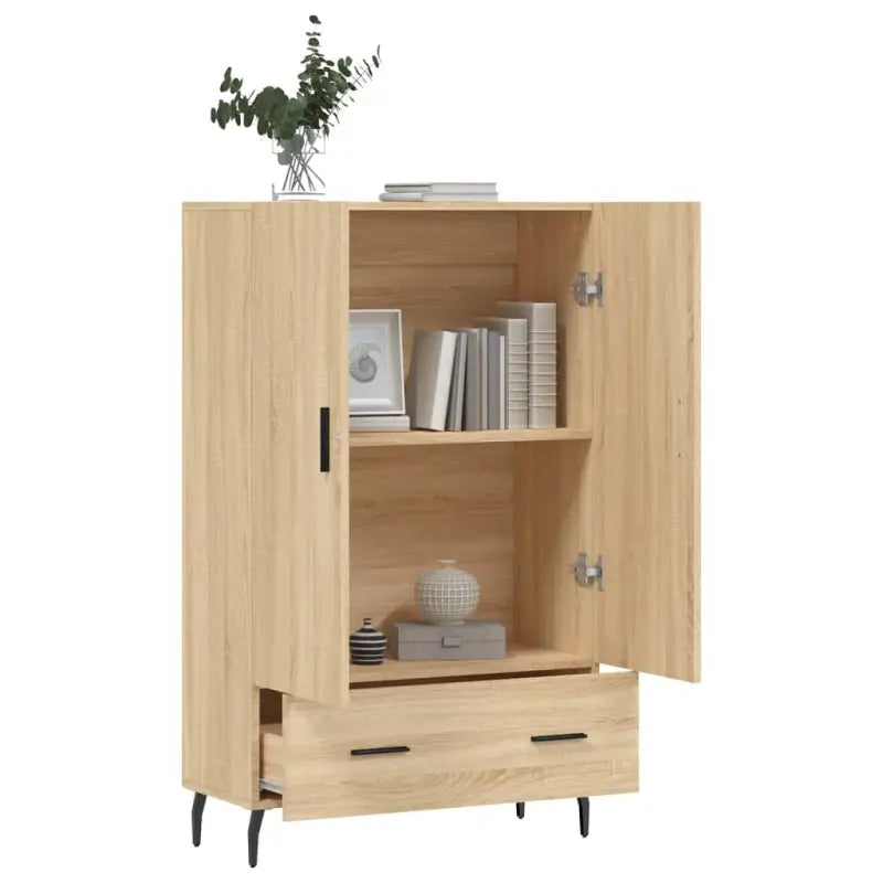 Hoge kast van bewerkt hout met metalen poten voor een moderne look - Dressoirs & buffetkasten