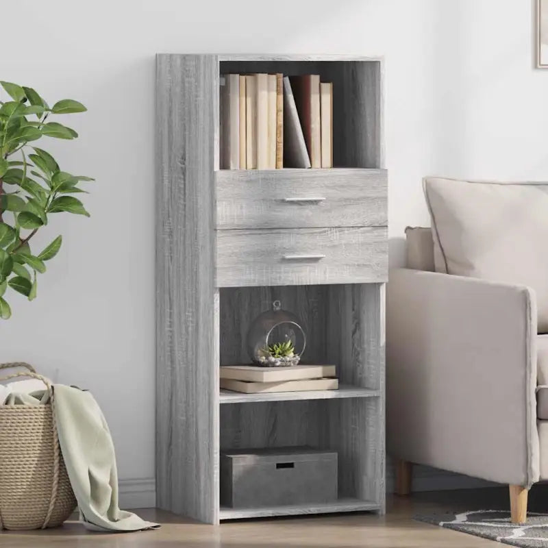 Hoge kast van bewerkt hout voor een stijlvolle inrichting - Grijs sonoma / 1 - Dressoirs & buffetkasten