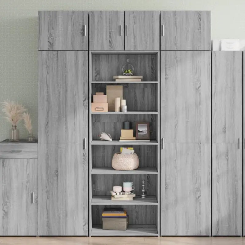 Hoge kast van bewerkt hout voor een stijlvolle inrichting - Grijs sonoma / 1 - Dressoirs & buffetkasten