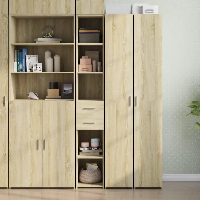 Hoge kast van bewerkt hout voor een stijlvolle inrichting - Sonoma eiken / 1 - Dressoirs & buffetkasten