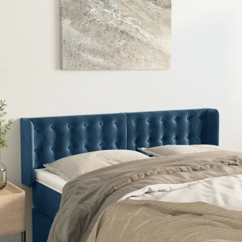 Hoofdborden en voetborden met luxe fluweel levering bevat - Donkerblauw / 147 x 16 x 78/88 cm / 1 - Hoofdborden