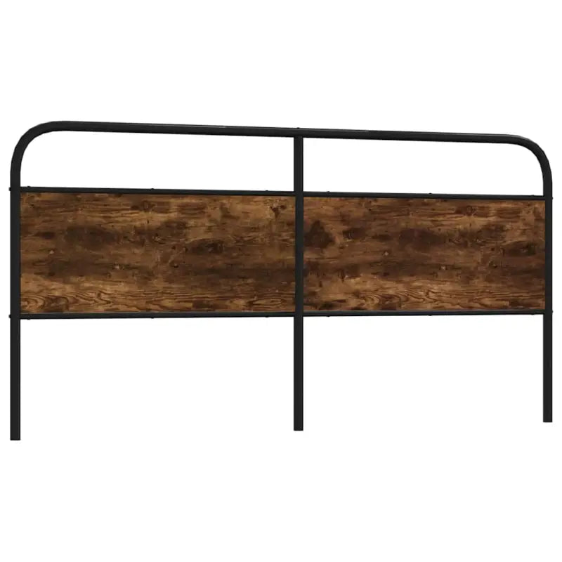 Hoofdborden en voetborden met ronde buizen en bewerkt hout - Gerookt eiken / 200 cm / 1 - Hoofdborden en voetborden