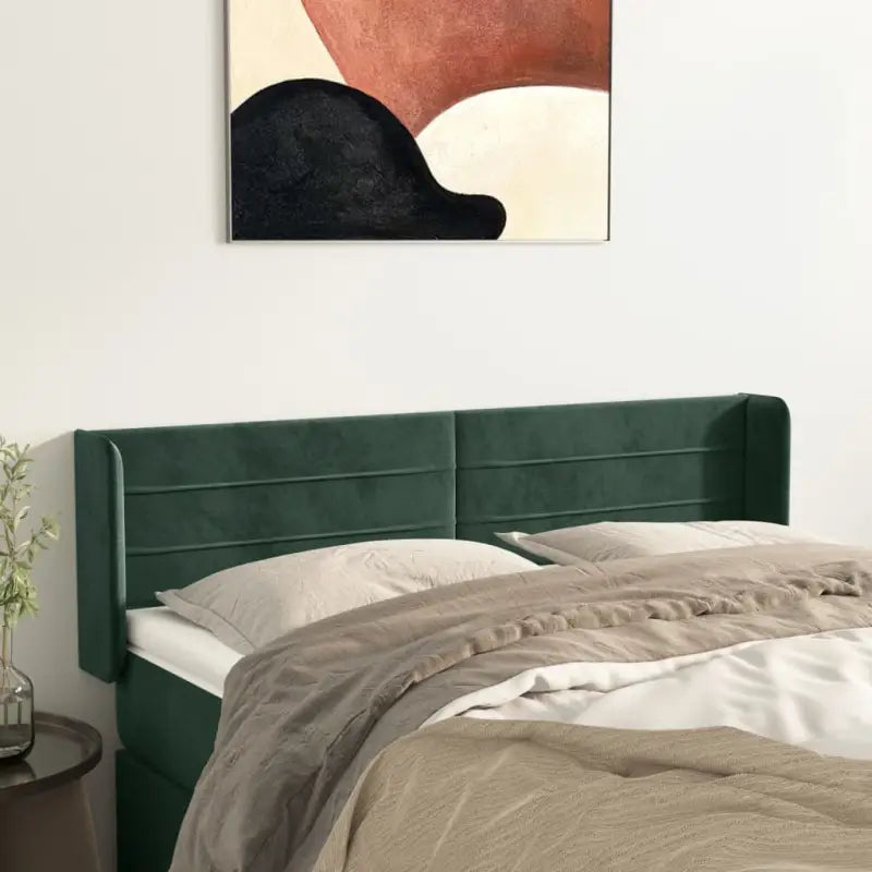 Hoofdborden en voetborden met zachte fluweel levering bevat - Donkergroen / 147 x 16 x 78/88 cm / 1 - Hoofdborden