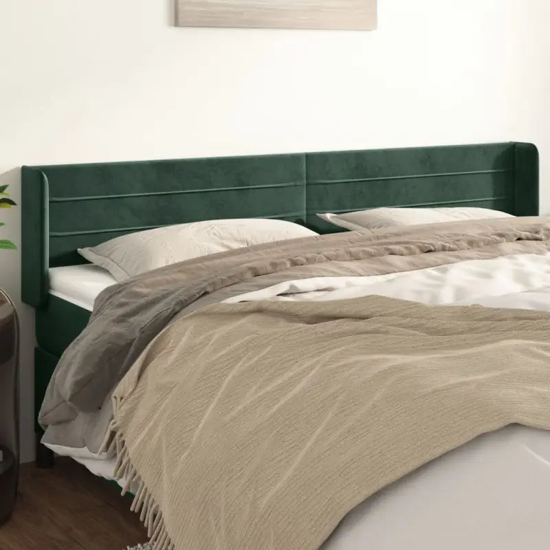 Hoofdborden en voetborden met zachte fluweel levering bevat - Donkergroen / 163 x 16 x 78/88 cm / 1 - Hoofdborden