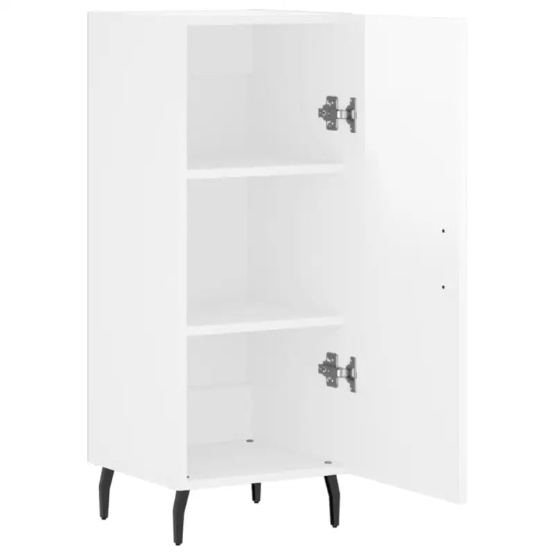 Hoogglans wit dressoir met metalen poten en bewerkt hout - Dressoirs & buffetkasten