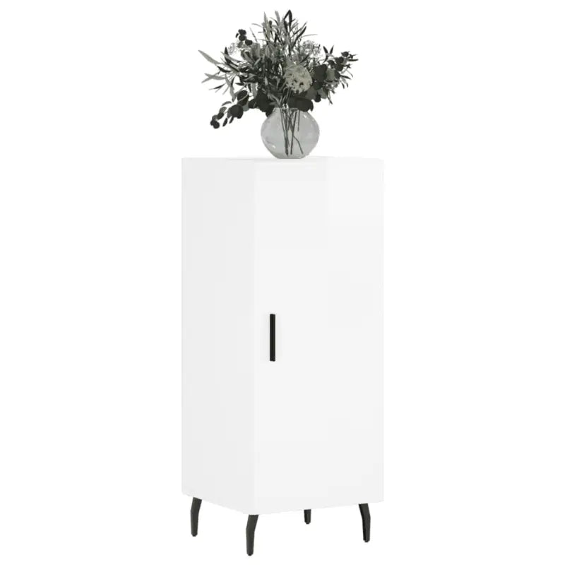 Hoogglans wit dressoir met metalen poten en bewerkt hout - Dressoirs & buffetkasten