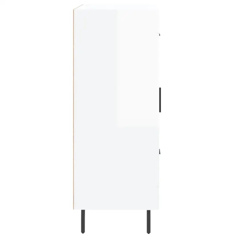 Hoogglans wit dressoir met metalen poten en bewerkt hout - Dressoirs & buffetkasten