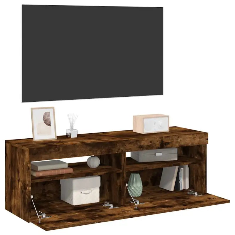 Hoogglans wit tv-meubel met rgb led-verlichting en stevig ontwerp - Gerookt eiken / 2 / 60 cm - Tv-meubels