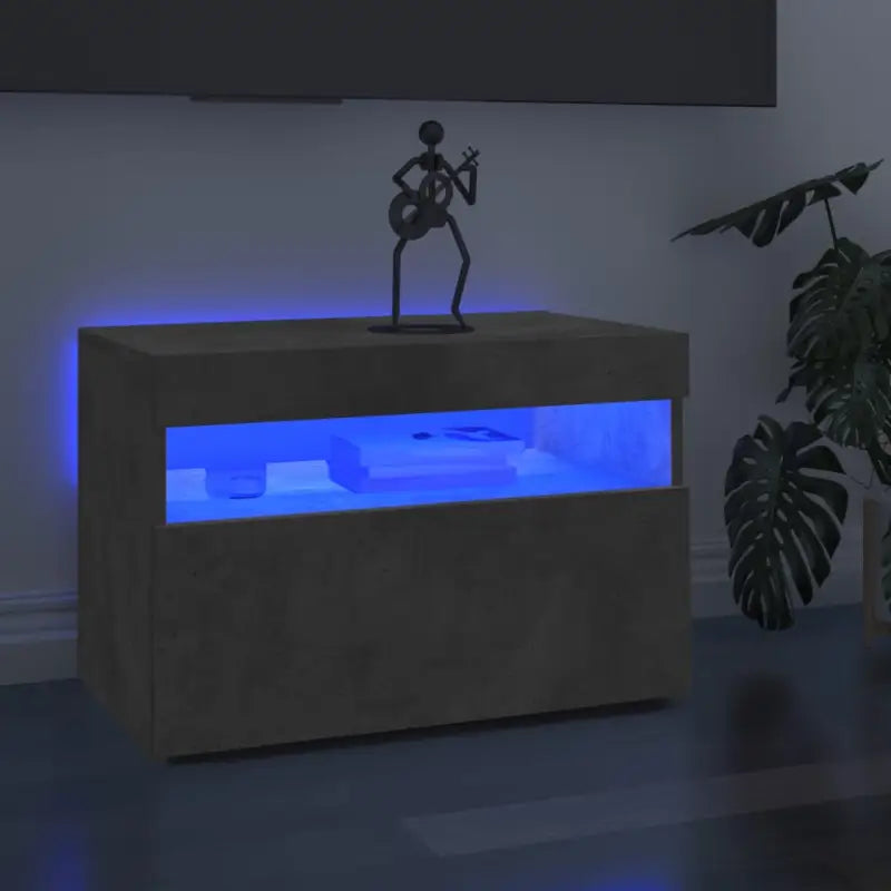 Hoogglans wit tv-meubel met rgb led-verlichting en stevig ontwerp - Betongrijs / 1 / 60 cm - Tv-meubels
