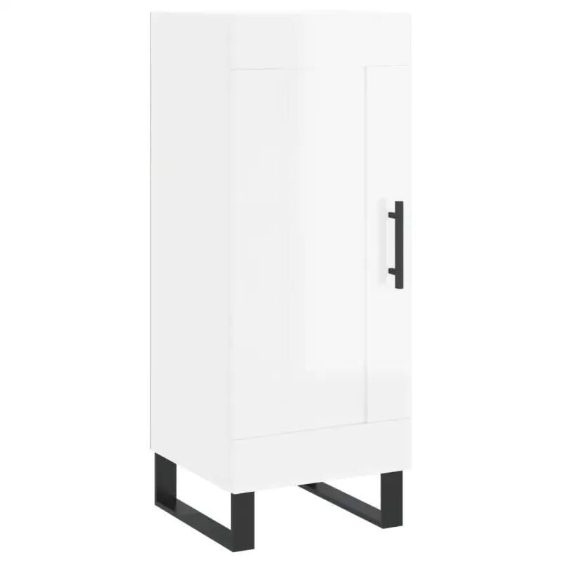 Hoogglans witte dressoir met metalen poten en bewerkt hout - Dressoirs & buffetkasten
