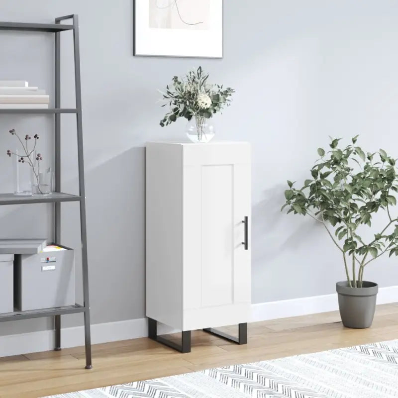 Hoogglans witte dressoir met metalen poten en bewerkt hout - Hoogglans wit / 1 - Dressoirs & buffetkasten