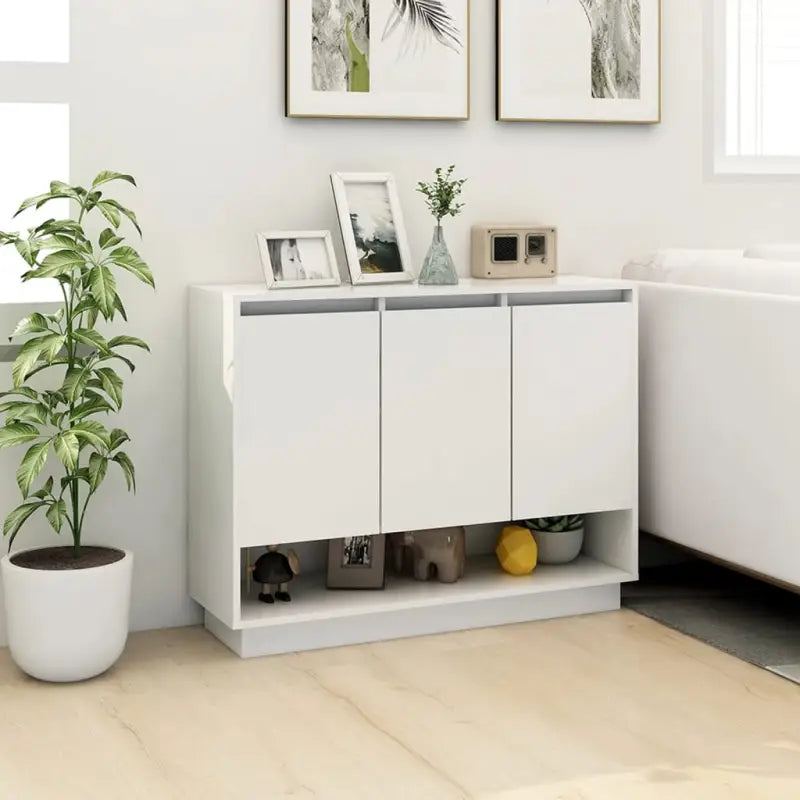 Hoogglans witte dressoir van bewerkt hout voor moderne inrichting - Dressoirs & buffetkasten