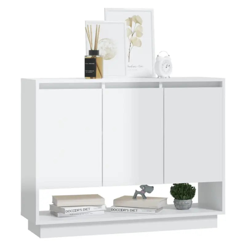 Hoogglans witte dressoir van bewerkt hout voor moderne inrichting - Dressoirs & buffetkasten