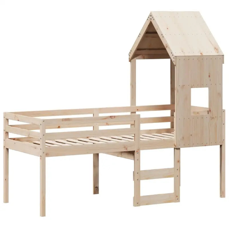 Hoogslaper van massief grenenhout met open zijdeur voor kleine kamers - Bedden & bedframes