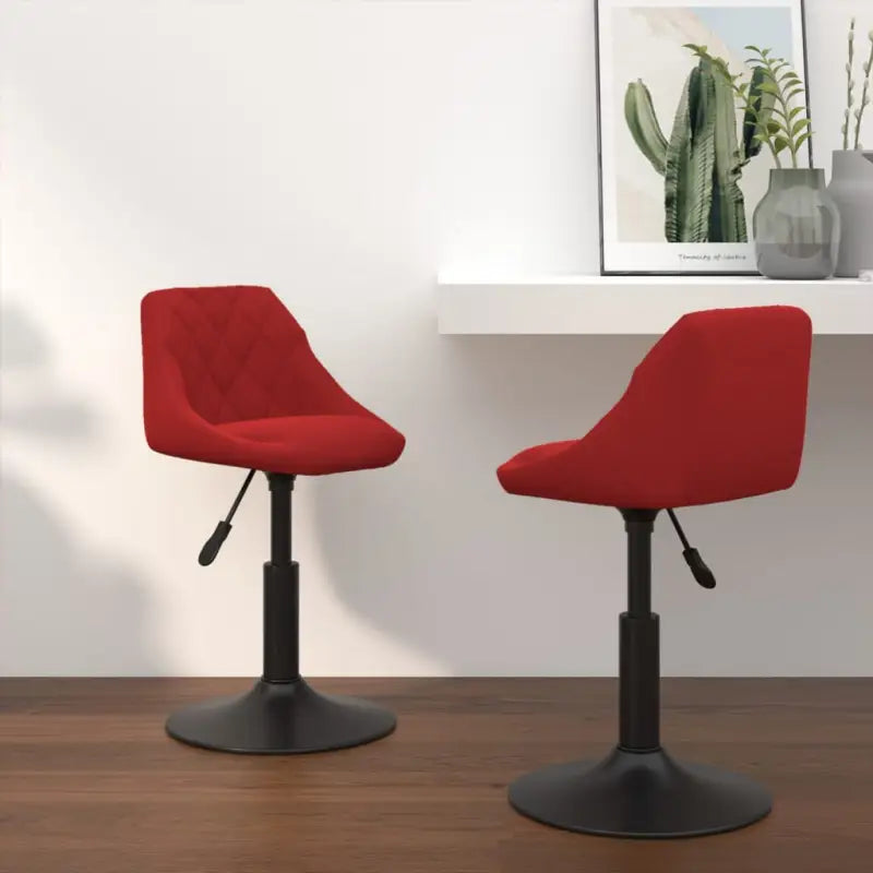 Hoogte verstelbare draaibare eetkamerstoelen met fluwelen design - Wijnrood / 2 - Eetkamerstoelen