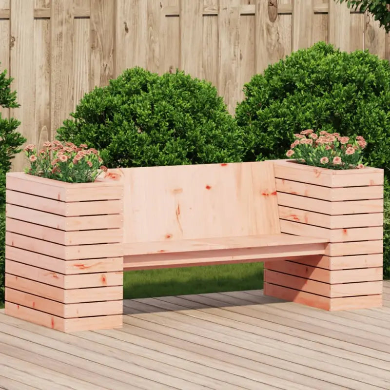 Houten bankje met plantenbakken van massief grenenhout voor tuin - Natuurlijk douglashout / 1 - Loungebanken