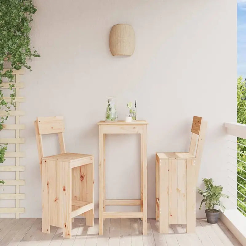 Houten barkrukken van massief grenenhout voor terras of balkon - Natuurlijk grenenhout / 40 x 48.5 x 115.5 cm / 2