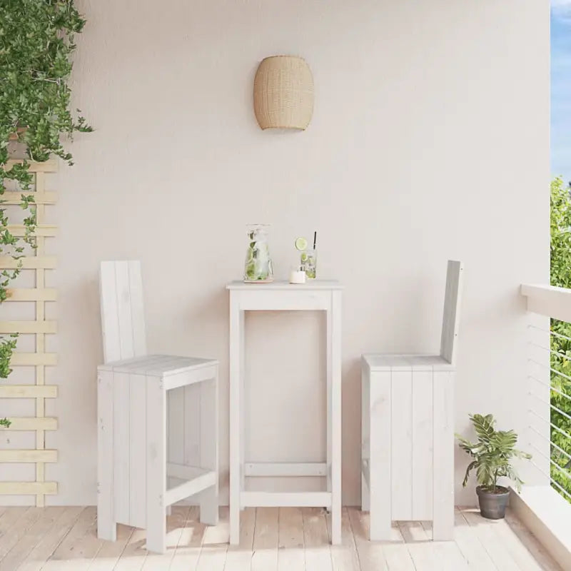 Houten barkrukken van massief grenenhout voor terras of balkon - Wit grenenhout / 40 x 42 x 120 cm / 2 - Tuinstoelen