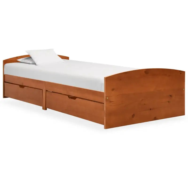 Houten bedframe met lades van massief grenenhout inclusief levering - Honingbruin - Bedden & bedframes